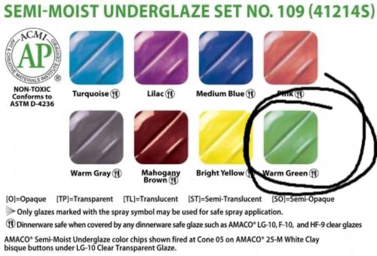 Semi Moist Underglaze Refill Warm Green